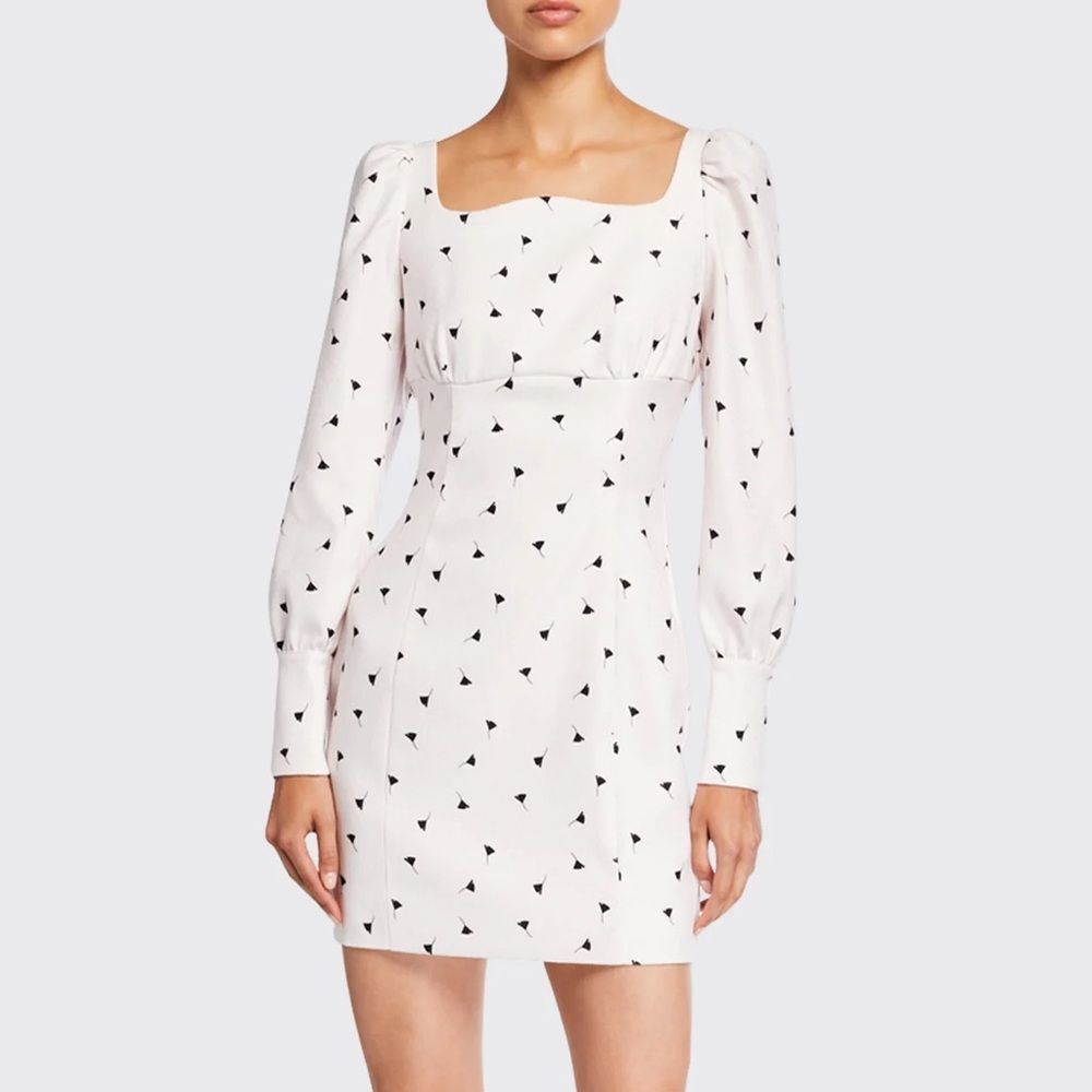 Mestiza New York Katrina Mini Dress Pale Pink Black Print Puff Sleeve Size 0